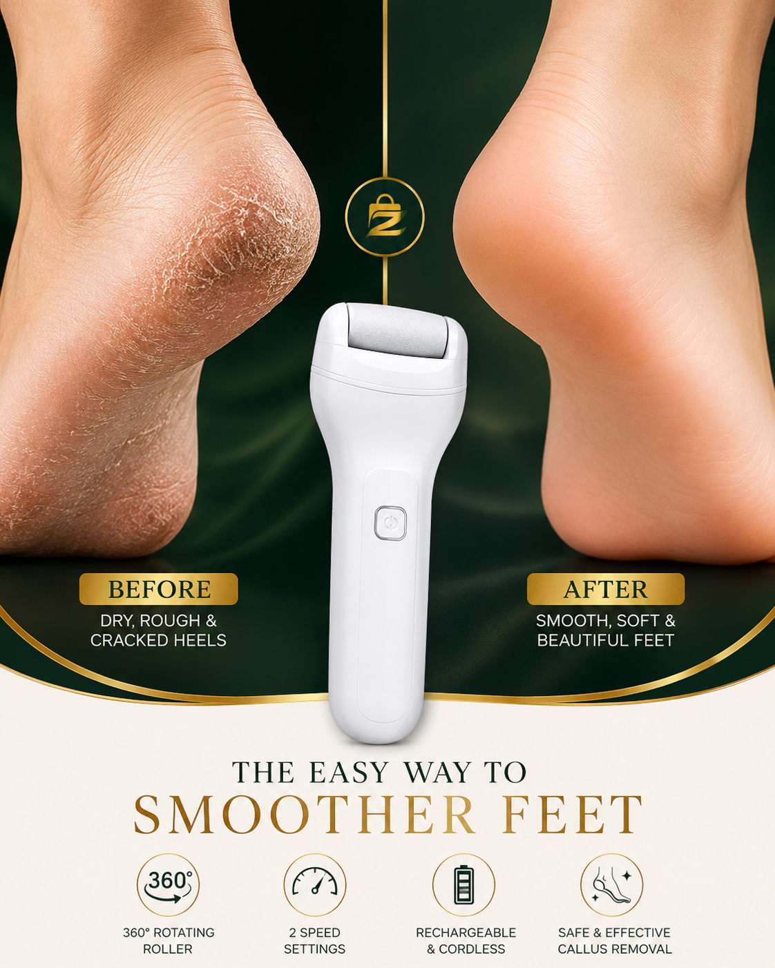 Rechargeable Electric Foot File – Pro Callus & Dead Skin Remover