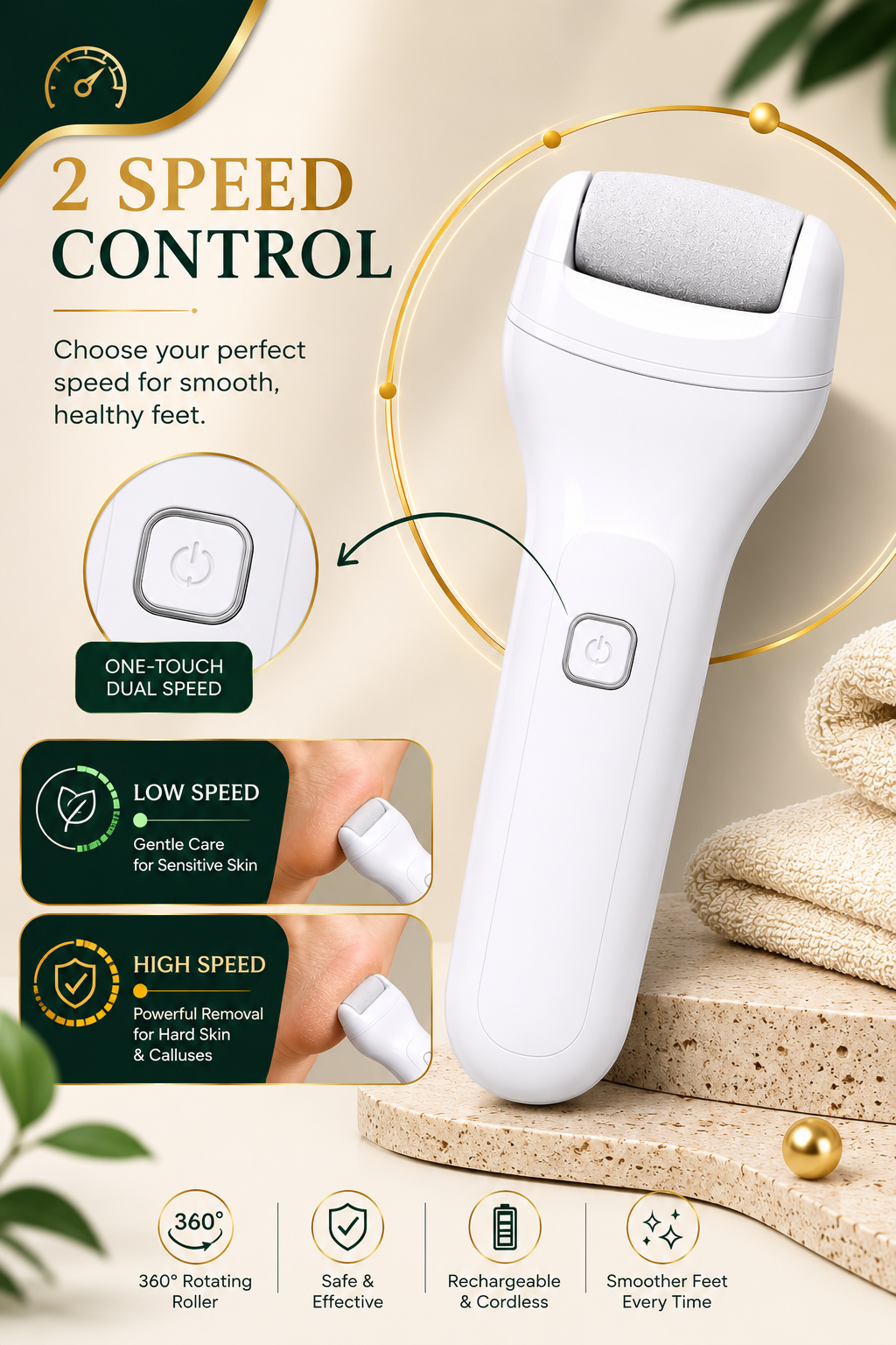 Rechargeable Electric Foot File – Pro Callus & Dead Skin Remover