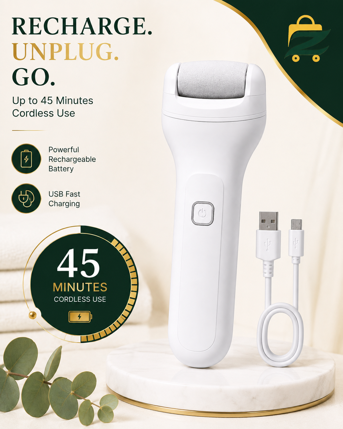 Rechargeable Electric Foot File – Pro Callus & Dead Skin Remover