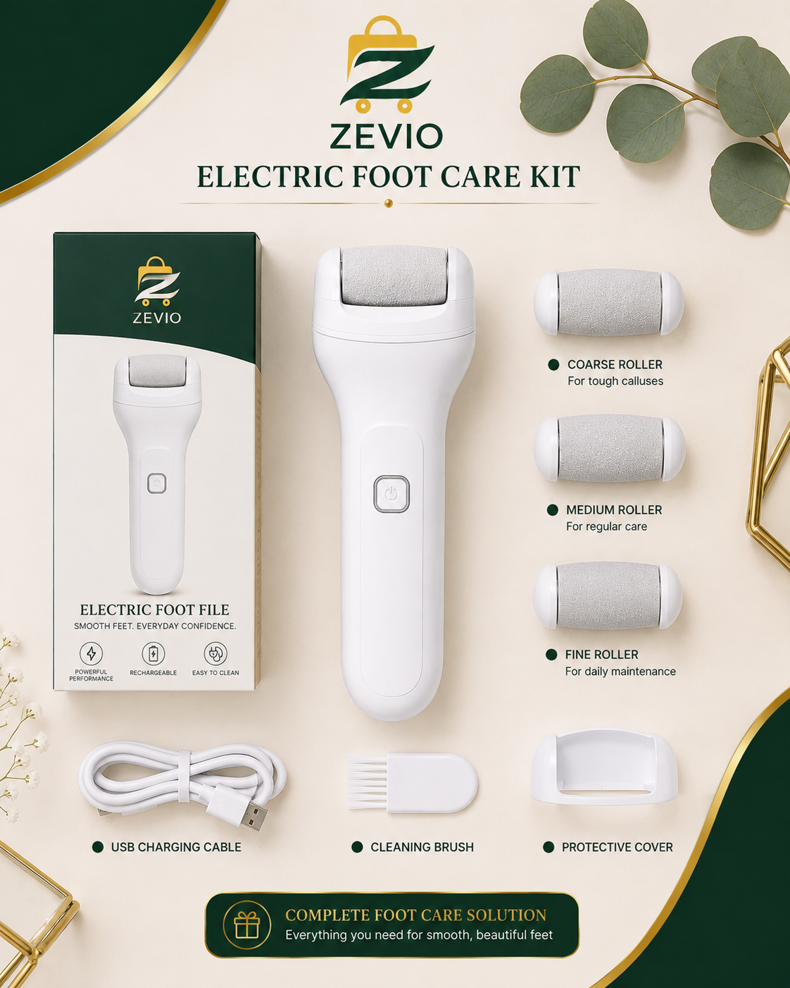 Rechargeable Electric Foot File – Pro Callus & Dead Skin Remover