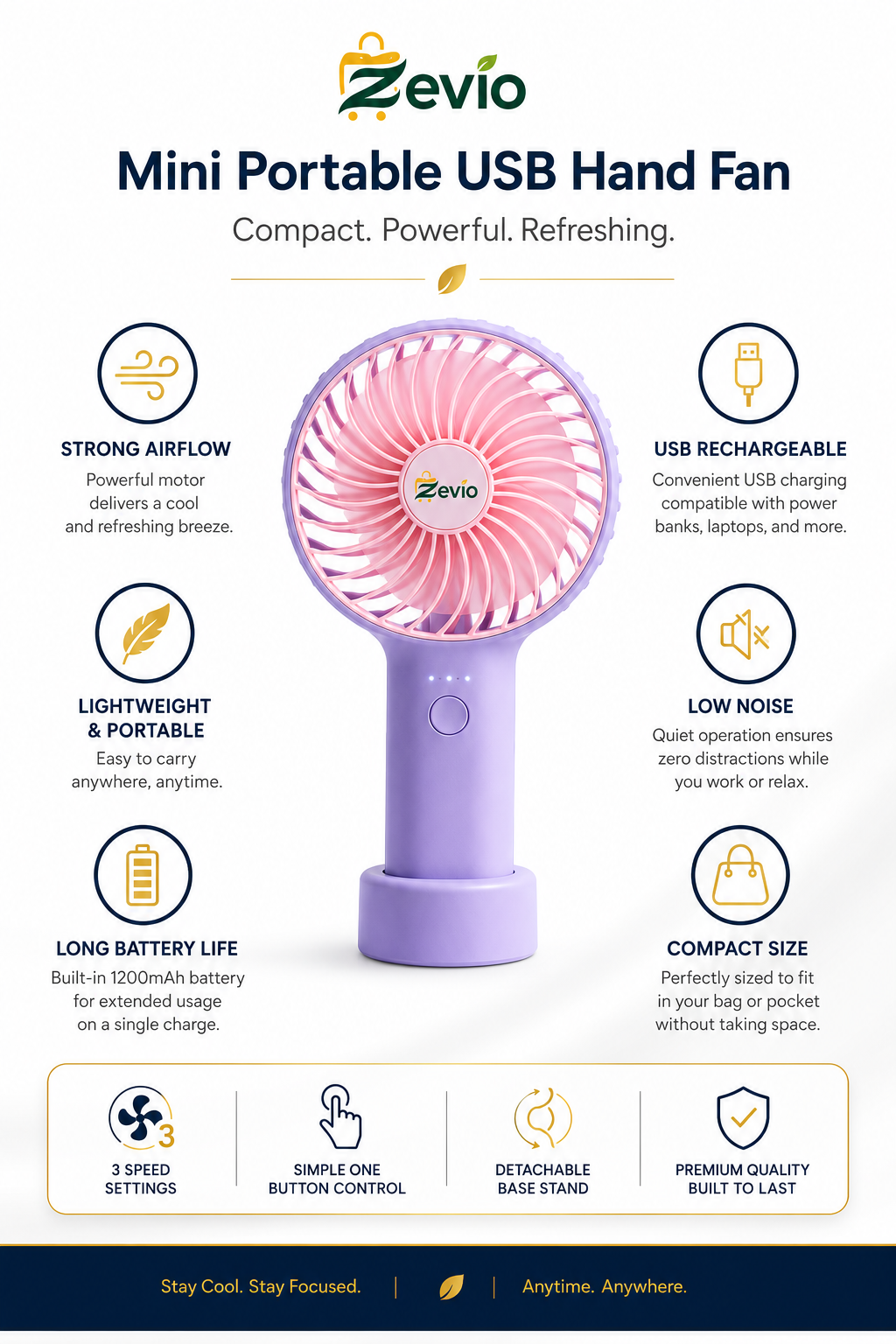 Zevio Mini Portable Usb Hand Fan
