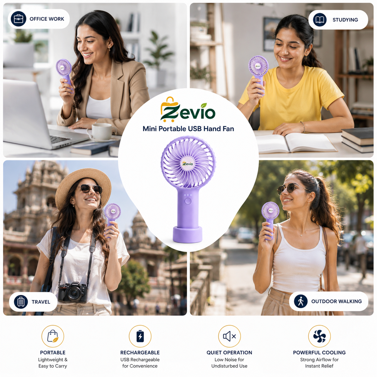 Zevio Mini Portable Usb Hand Fan