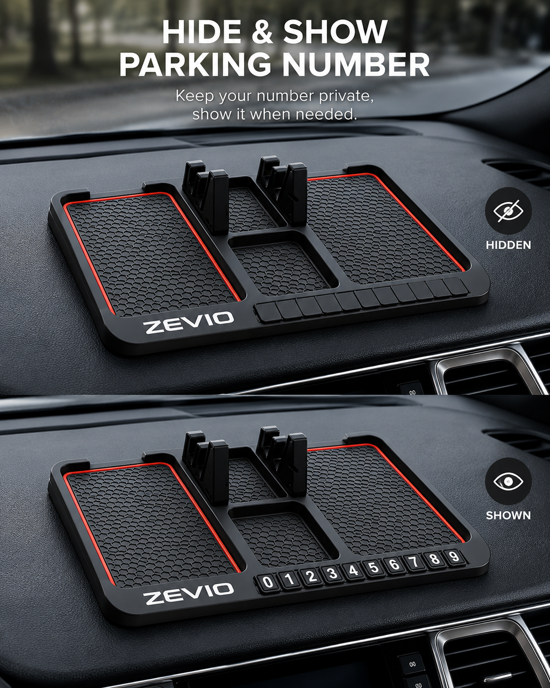 Zevio Grip Mat — Phone Holder & Car Organizer