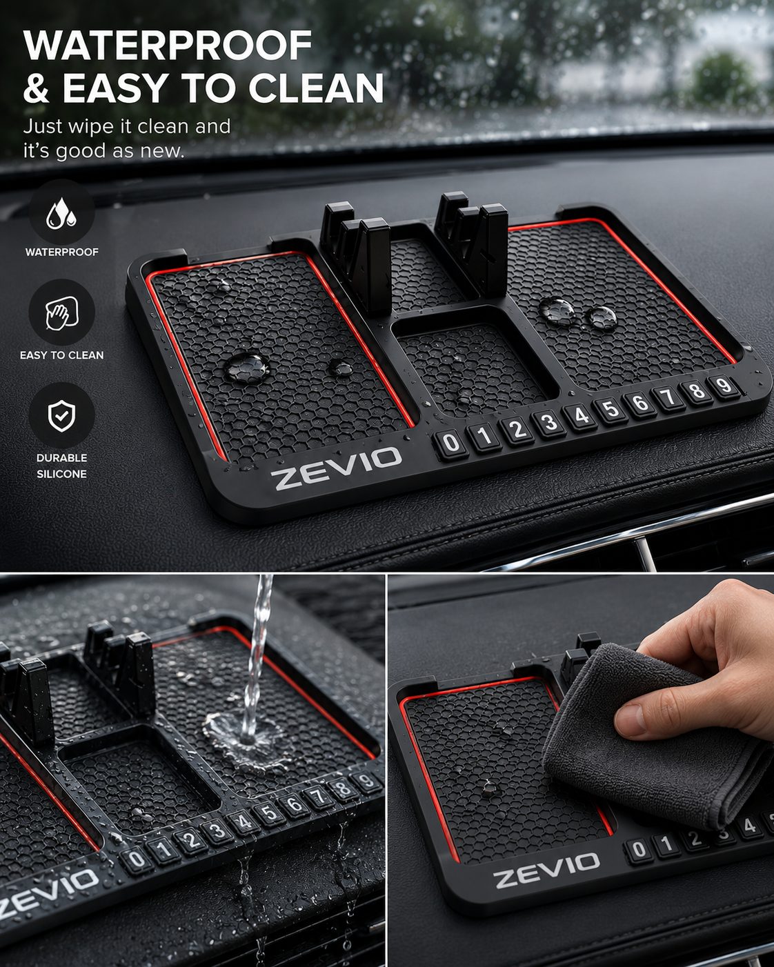 Zevio Grip Mat — Phone Holder & Car Organizer